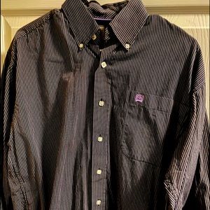 Cinch Long Sleeve Black and White Button Down Shirt Size Small